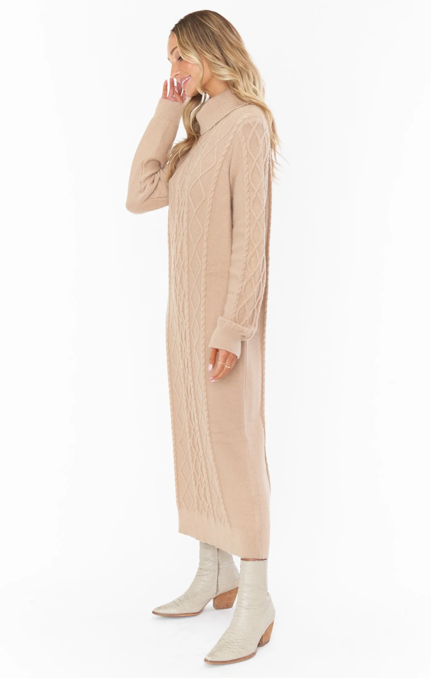 Montreal Midi Dress ~ Taupe Cable Knit