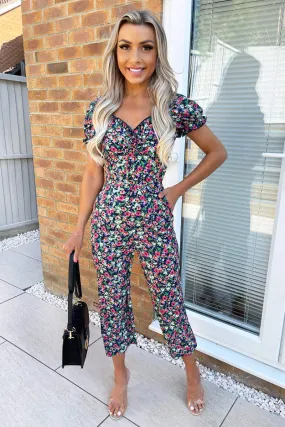 Multi Floral Milkmaid Jumpsuit