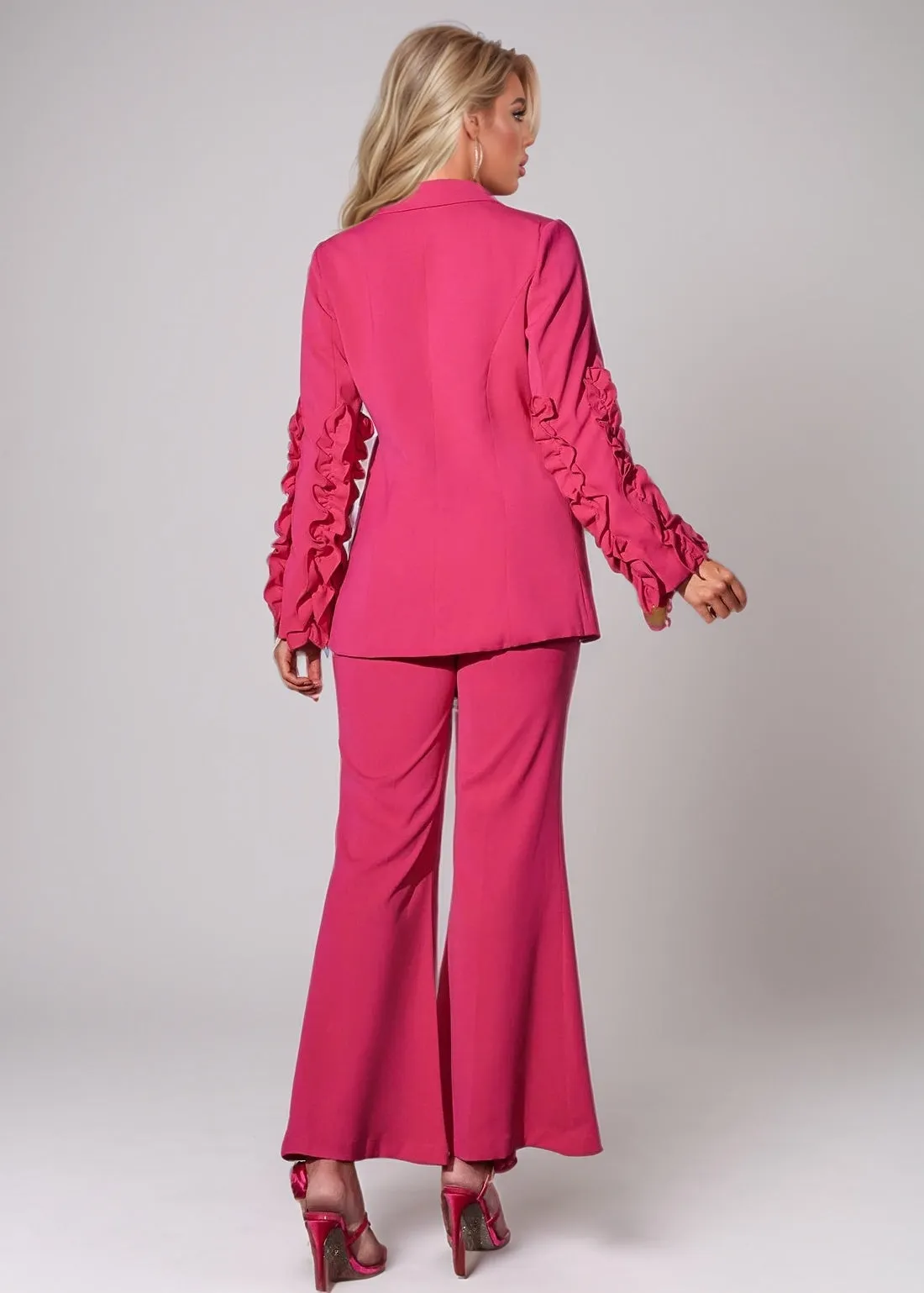 Nancy Ruffled Sleeve Pants Suit