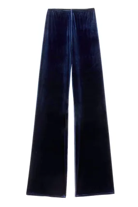 Navy Velvet Wide Leg Pant