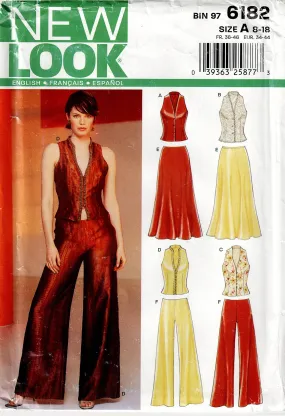 New Look 6182 Womens Evening Top Skirt & Wide Leg Pants Out Of Print Sewing Pattern Size 8 - 18 UNCUT Factory Folded