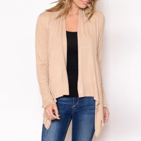 Open Draped Cardigan in Taupe