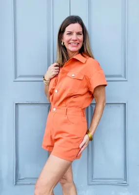 Orange Shorts Romper