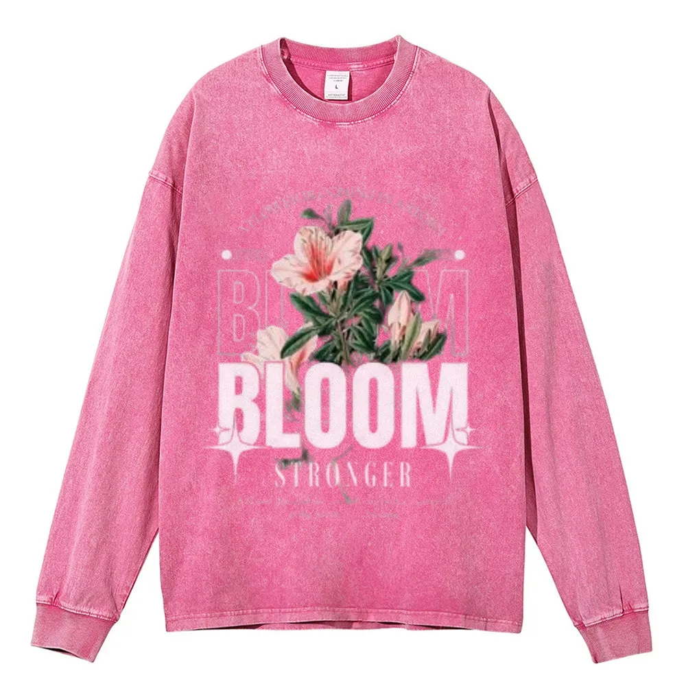 Oversized Vintage Washed Bloom Flower Graphic Sweatshirt