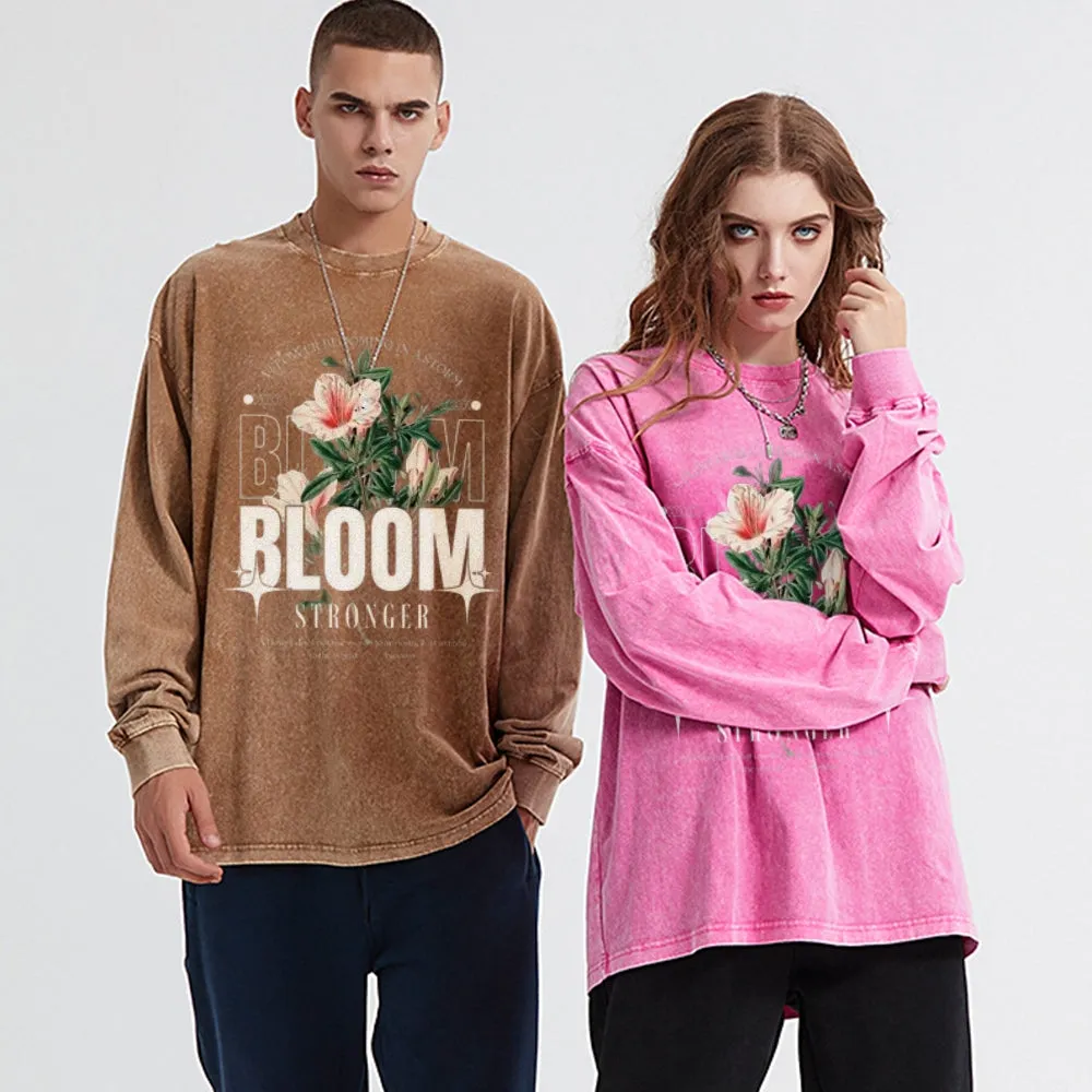 Oversized Vintage Washed Bloom Flower Graphic Sweatshirt