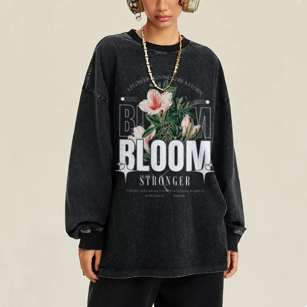 Oversized Vintage Washed Bloom Flower Graphic Sweatshirt