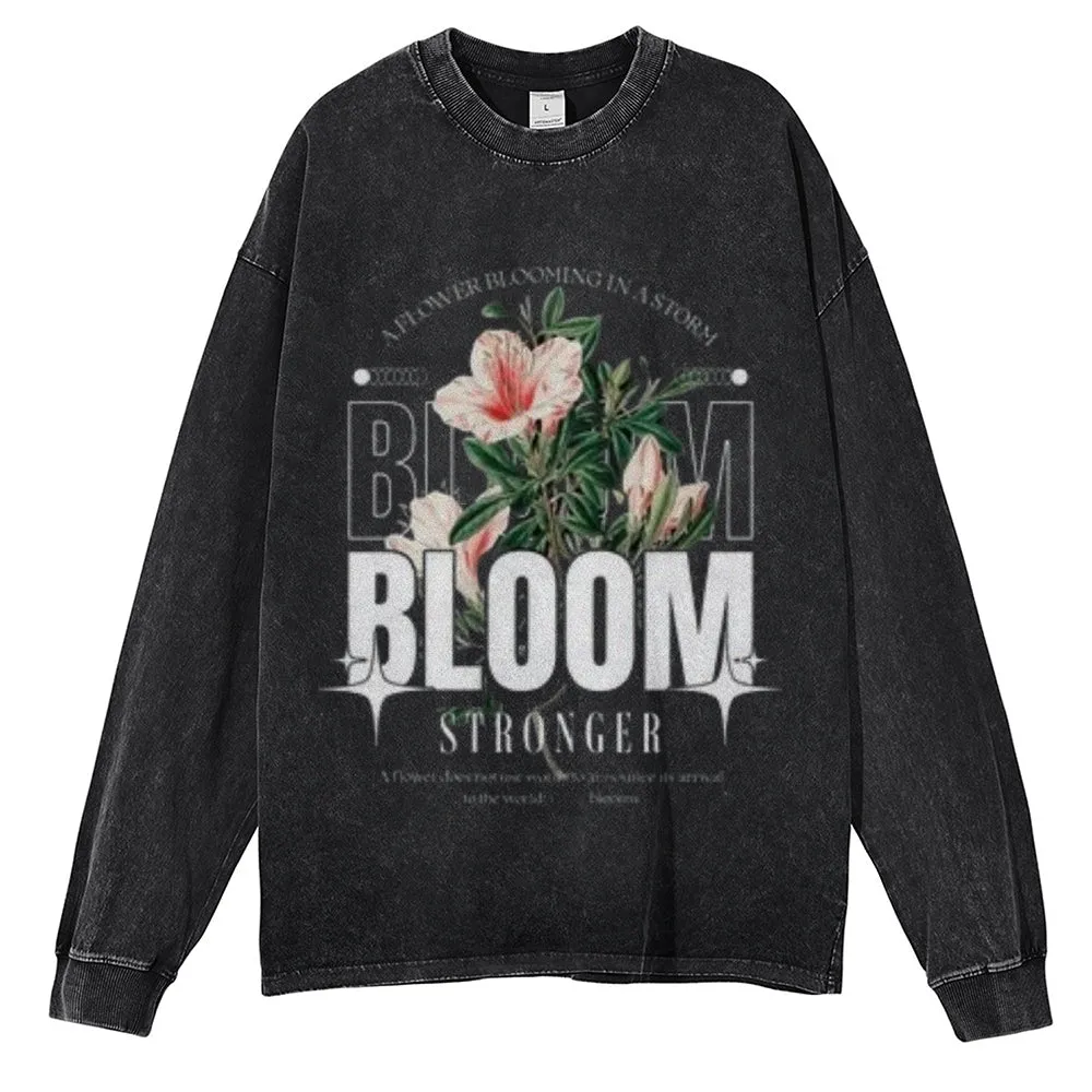 Oversized Vintage Washed Bloom Flower Graphic Sweatshirt