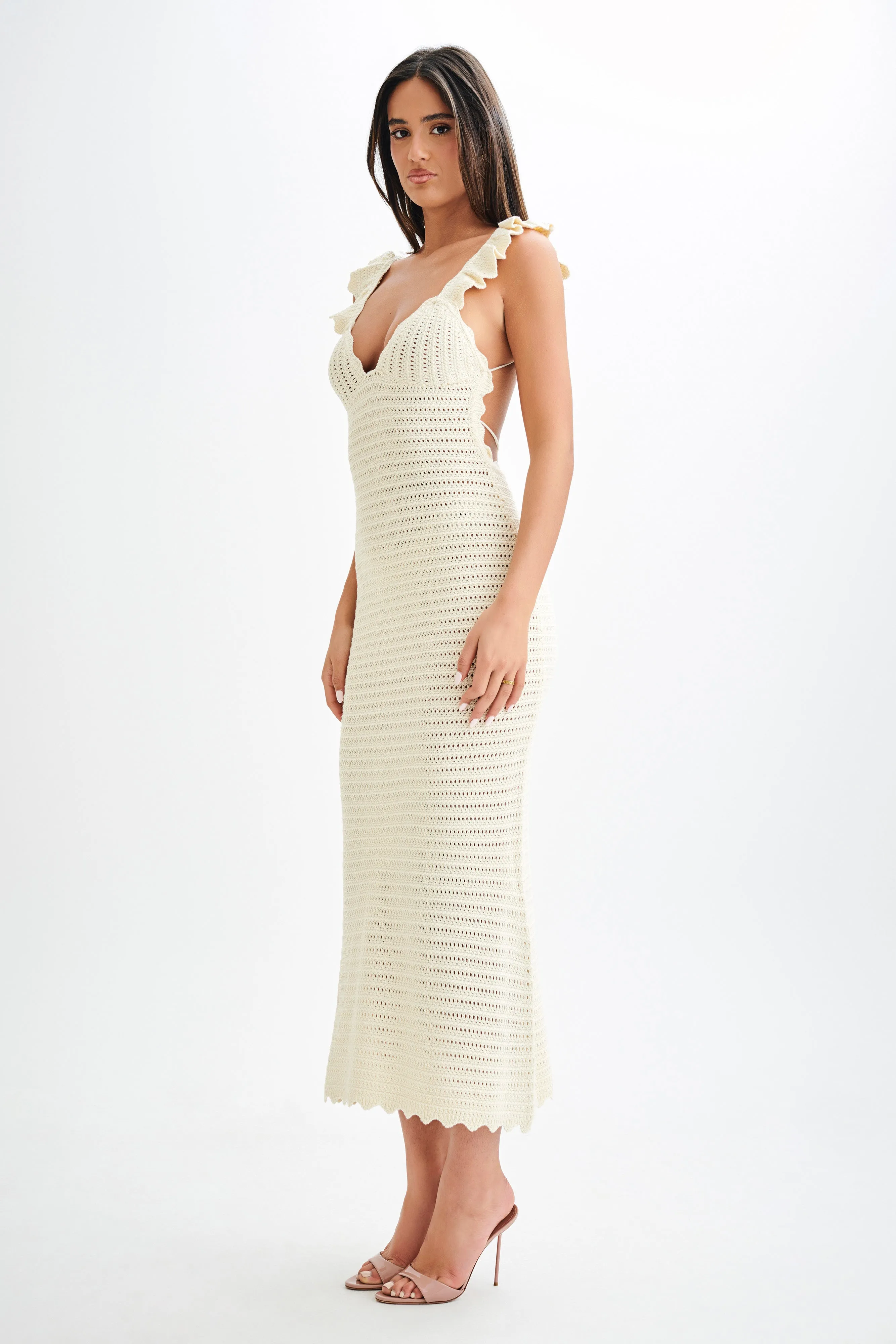 Perpetua Knit Contrast Maxi Dress - Cream