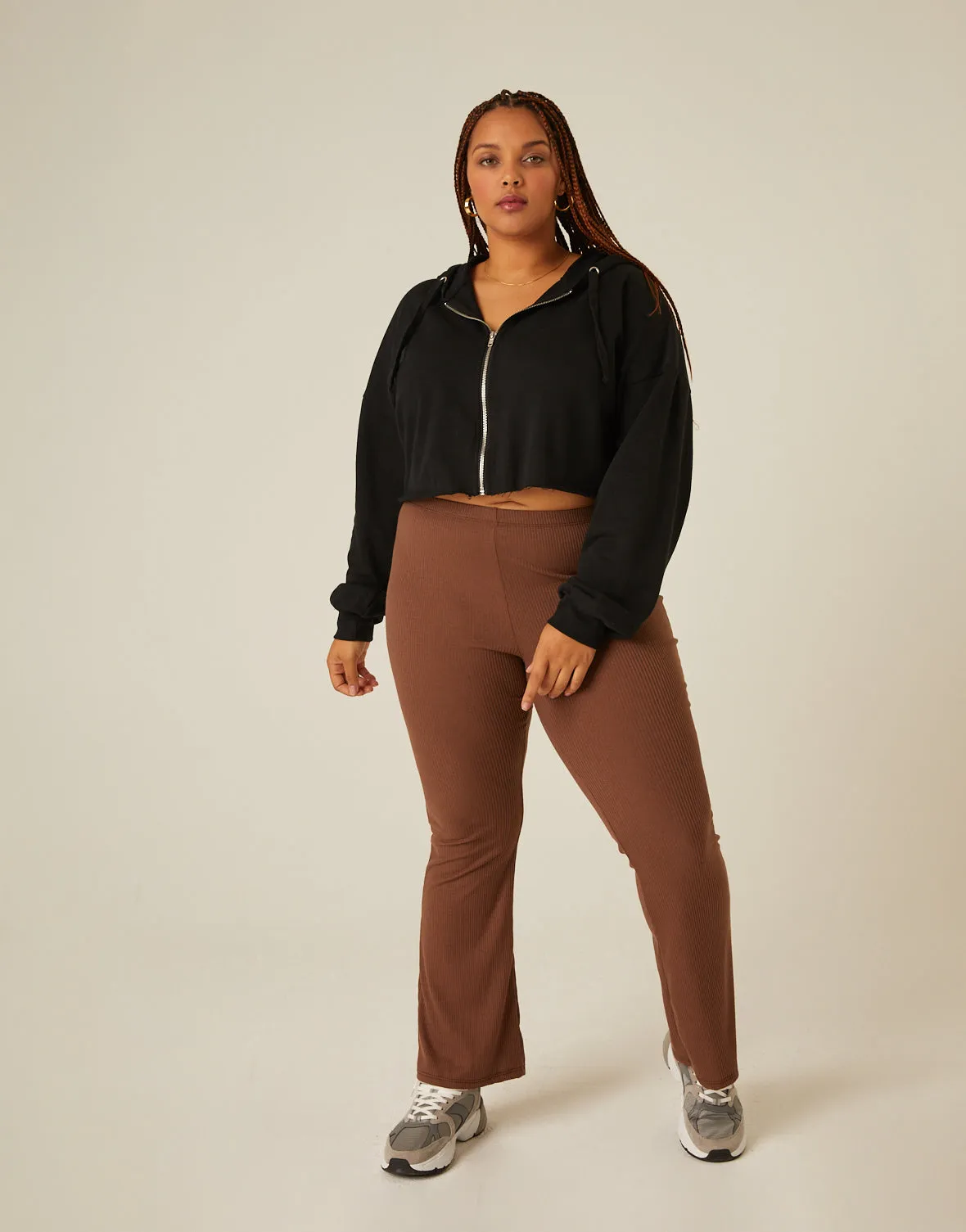 Plus Size Ribbed Flare Pants