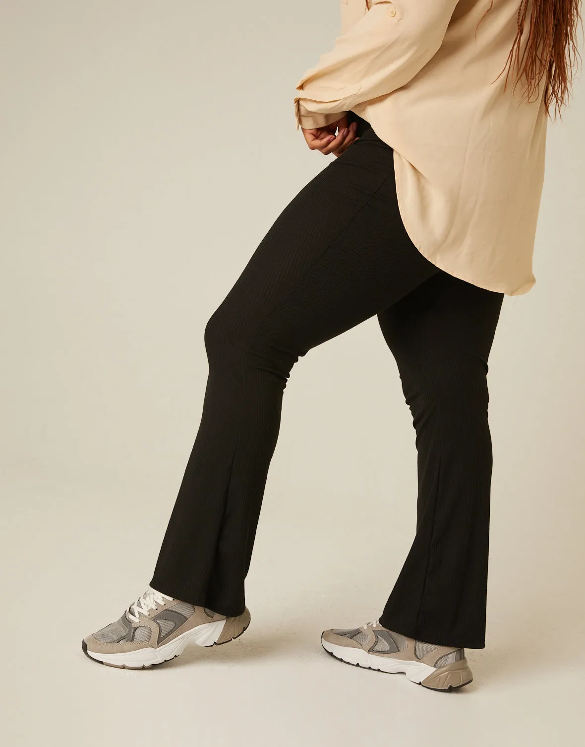 Plus Size Ribbed Flare Pants