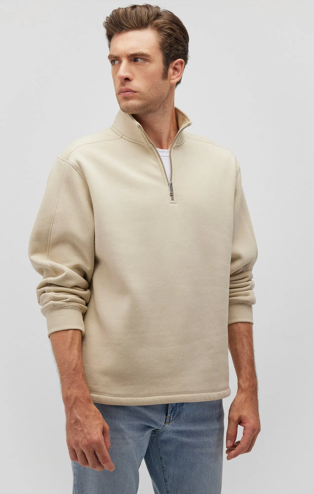 QUARTER ZIP SWEATSHIRT IN PELICAN