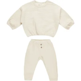 Quincy Mae Textured Sweat Set - Natural