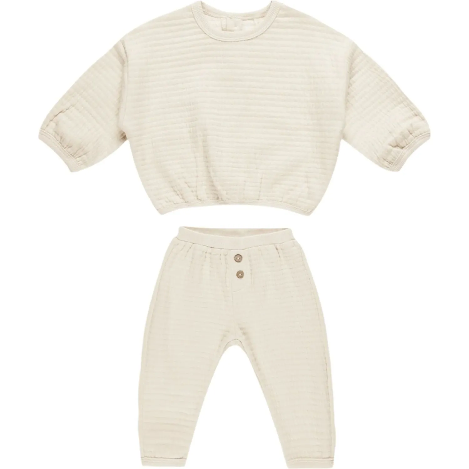 Quincy Mae Textured Sweat Set - Natural