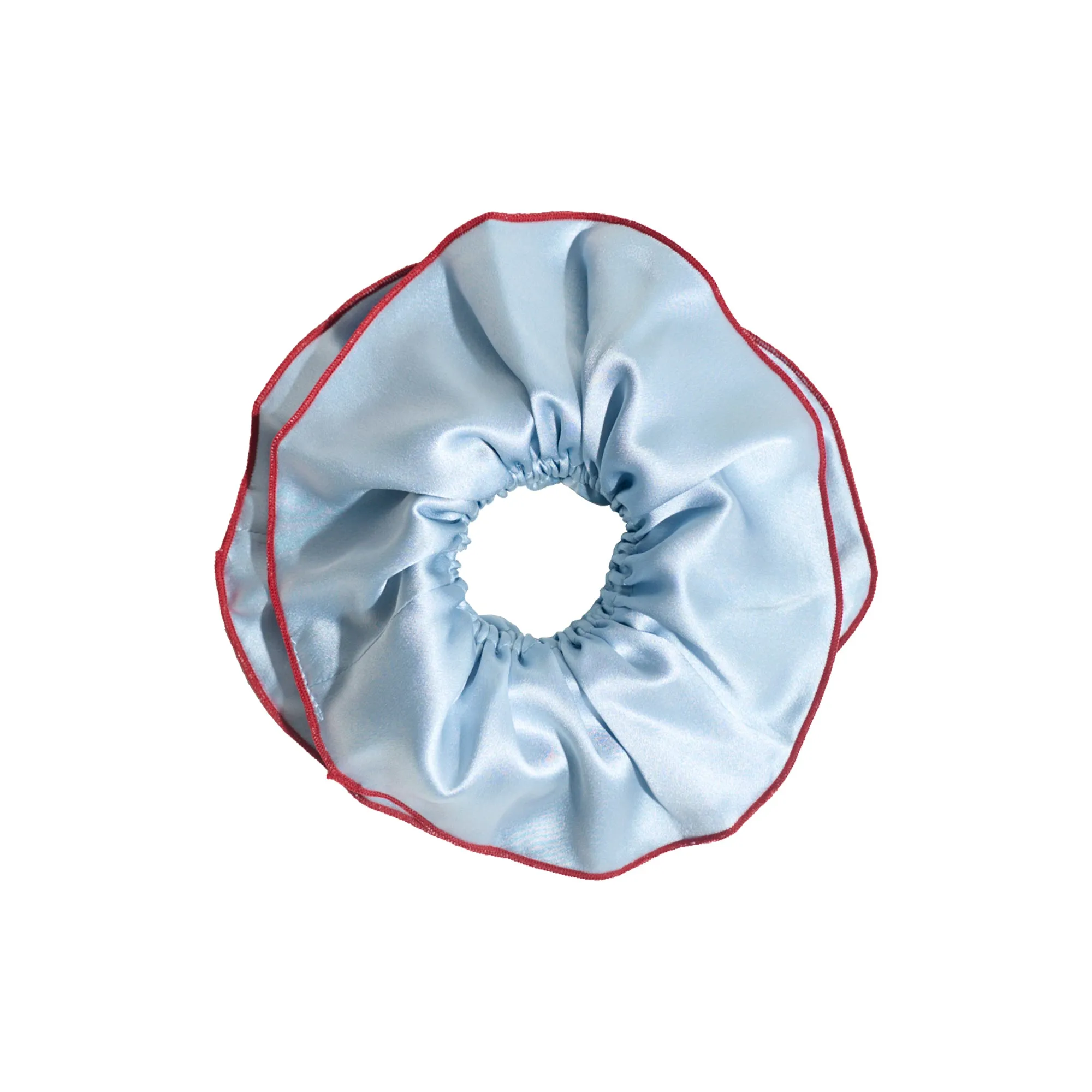 "Maxi Flower" Double-Layer Oversized Silk Scrunchie - Pastel Blue