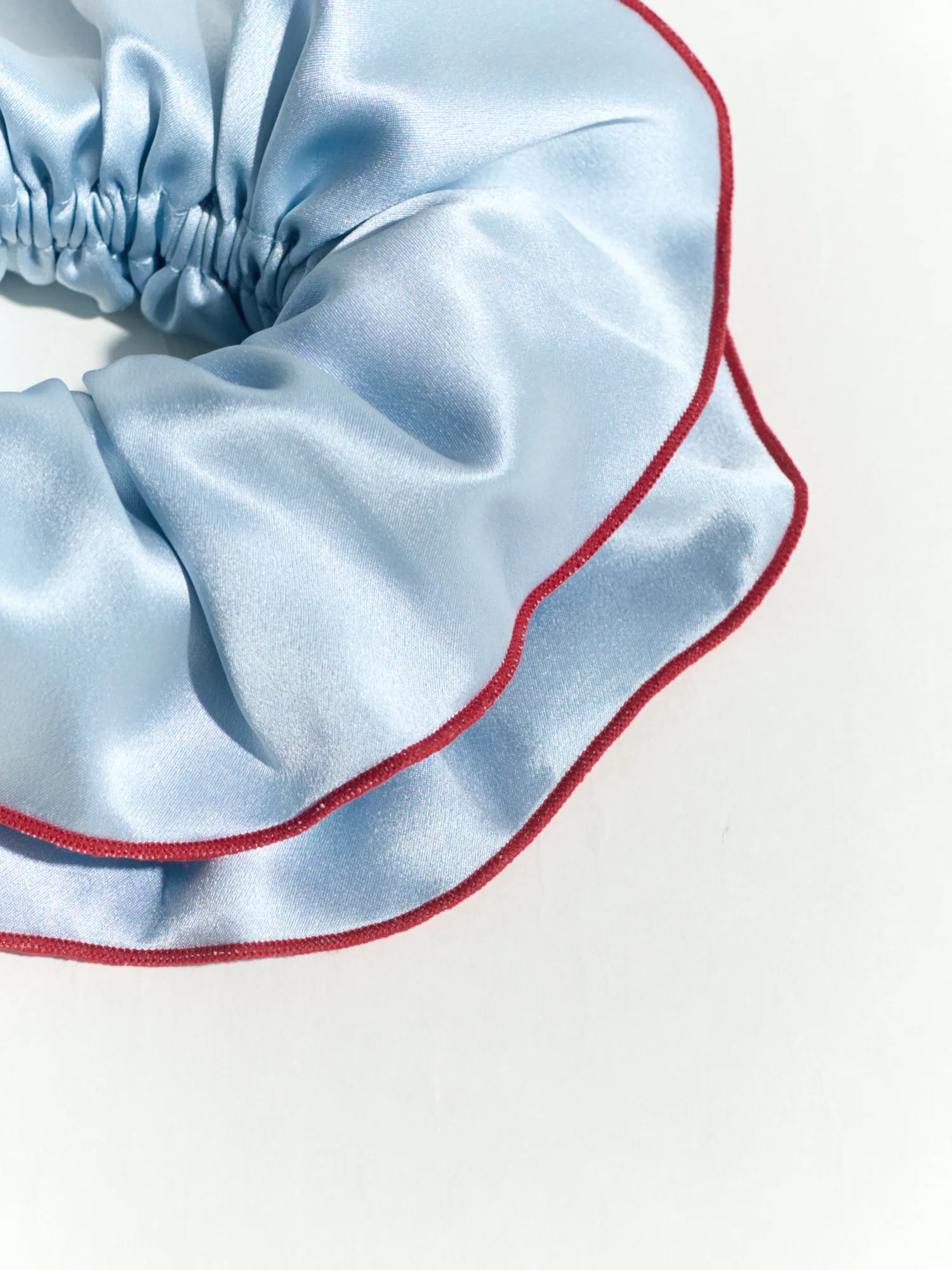 "Maxi Flower" Double-Layer Oversized Silk Scrunchie - Pastel Blue