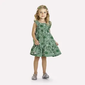 "Ruffled dress with green  flowers - Kyly."