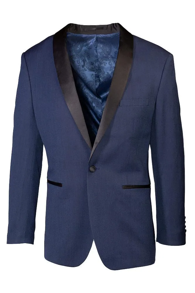 "Sebastian" Indigo Pindot Tuxedo Jacket