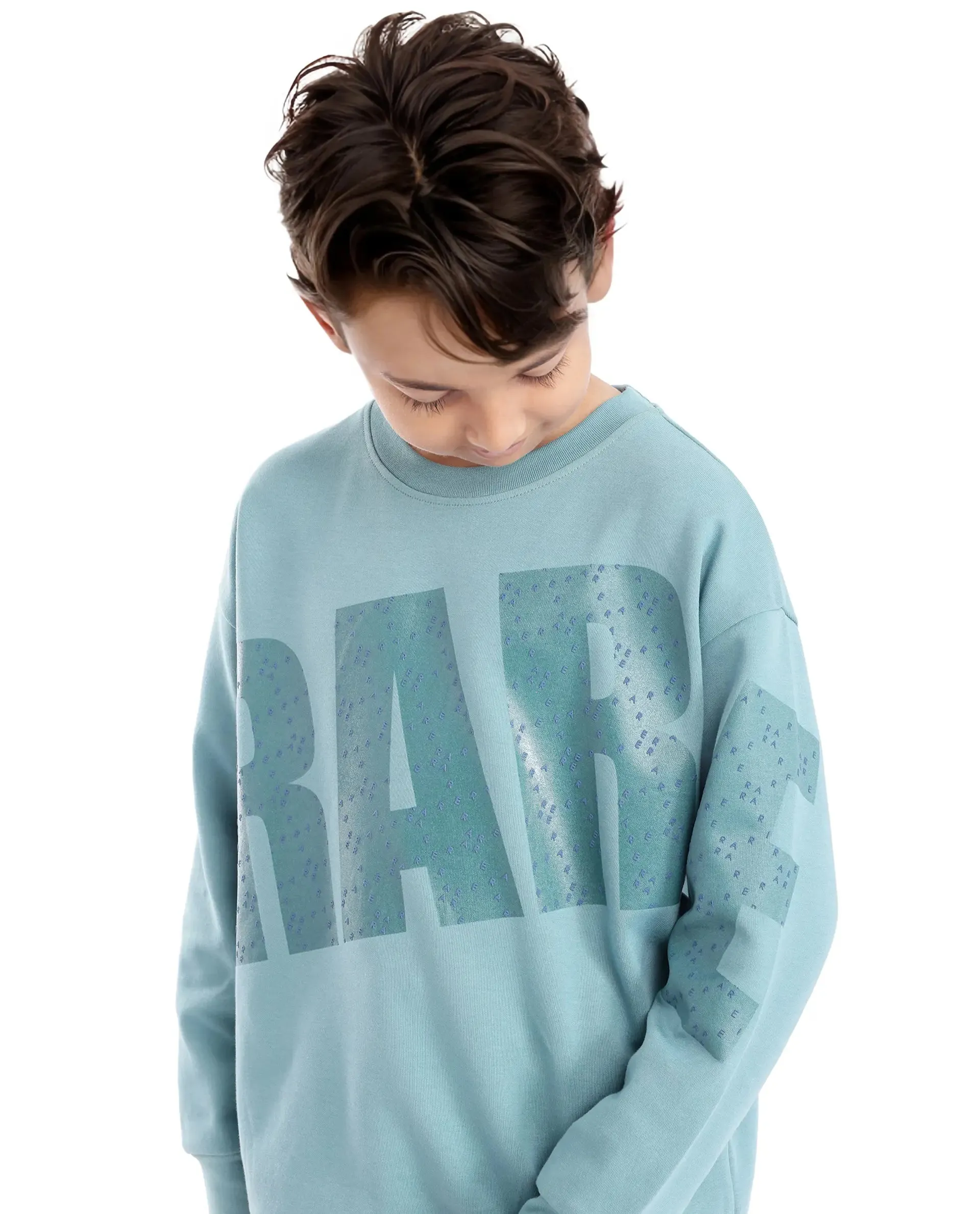 Rare Ones Kids Cramet Turq Cotton Poly Full Sleeve Gel With Hd Print Sweatshirt