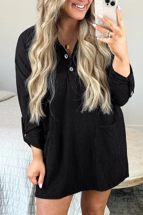 Ribbed Tab Sleeve Mini Dress Plus Size