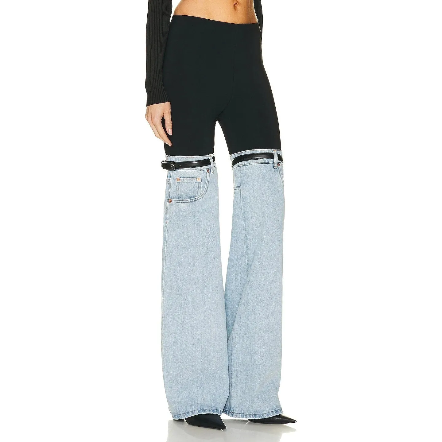 SACHIE KNEES Waist FLARED DENIM PANTS