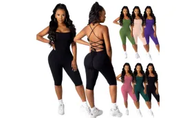 Sexy Bandage Backless Yoga Jumpsuit