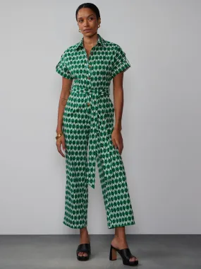 Short Sleeve Geo Print Jumpsuit