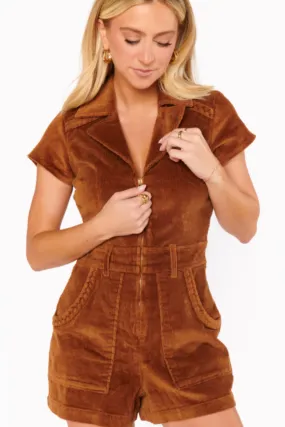 Show Me Your MuMu: Outlaw Romper in Saddle Brown Corduroy