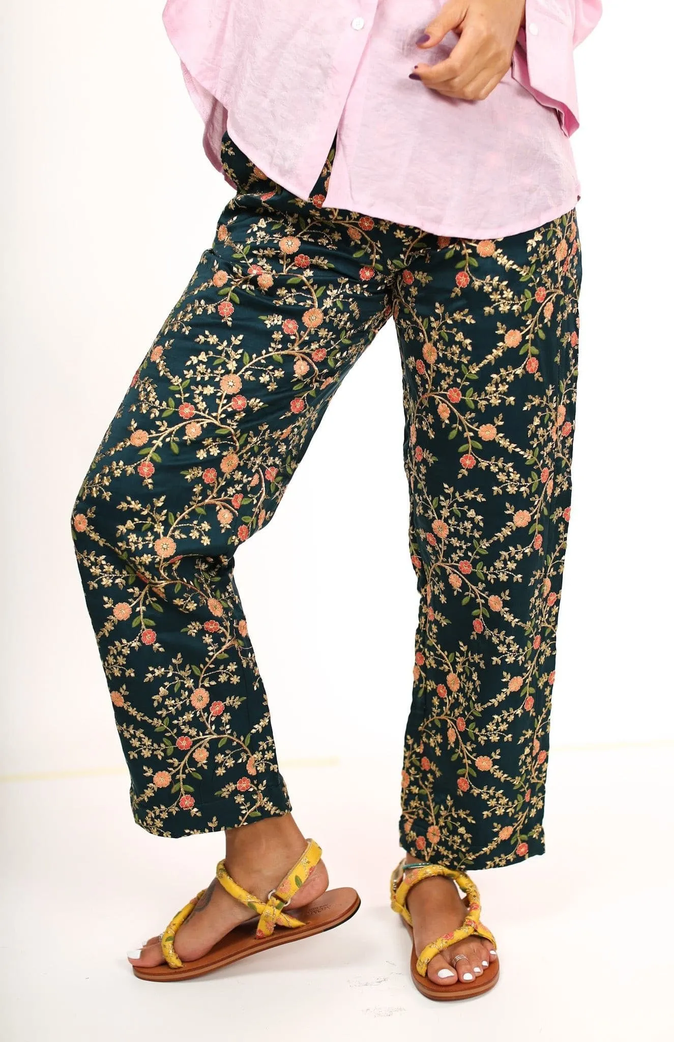 SILK EMBROIDERED PANTS ELOISE