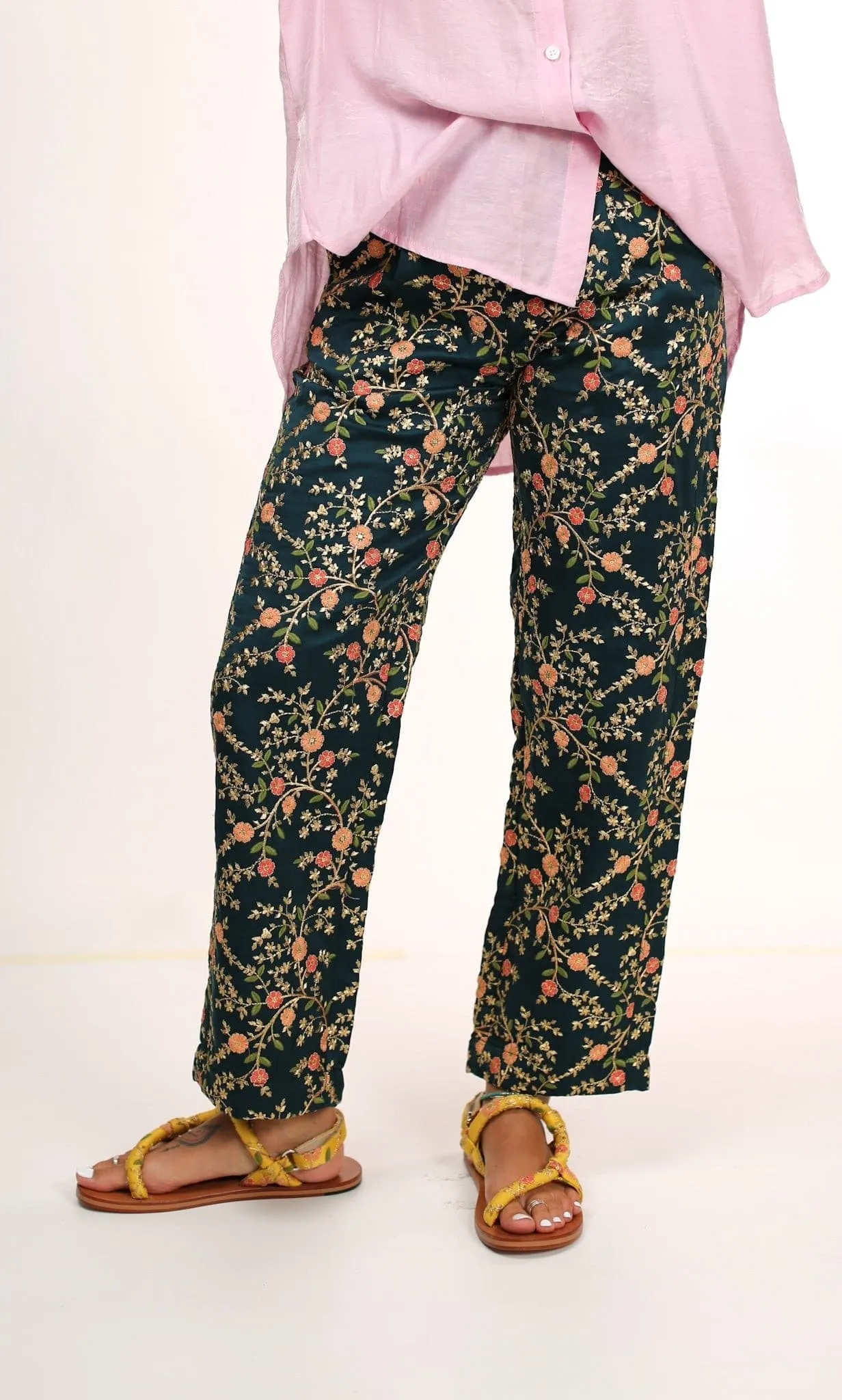 SILK EMBROIDERED PANTS ELOISE