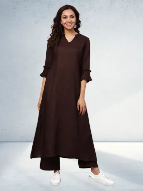 Solid A-line Kurta With Palazzo Pants