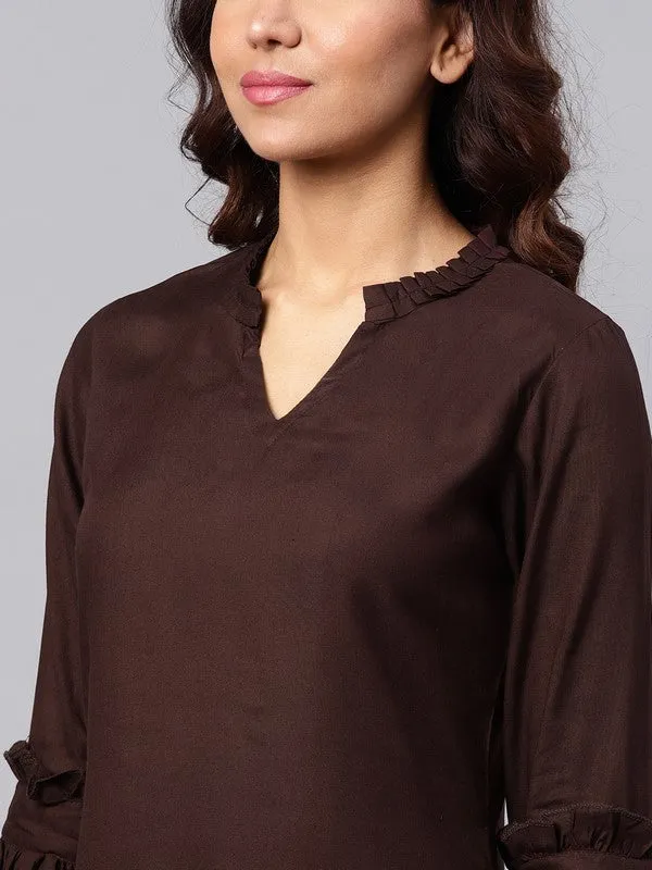 Solid A-line Kurta With Palazzo Pants