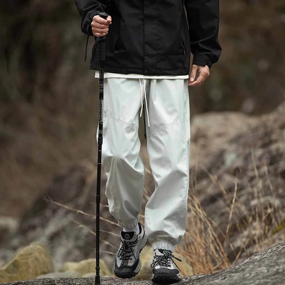 Solid Color Drawstring Cargo Pants