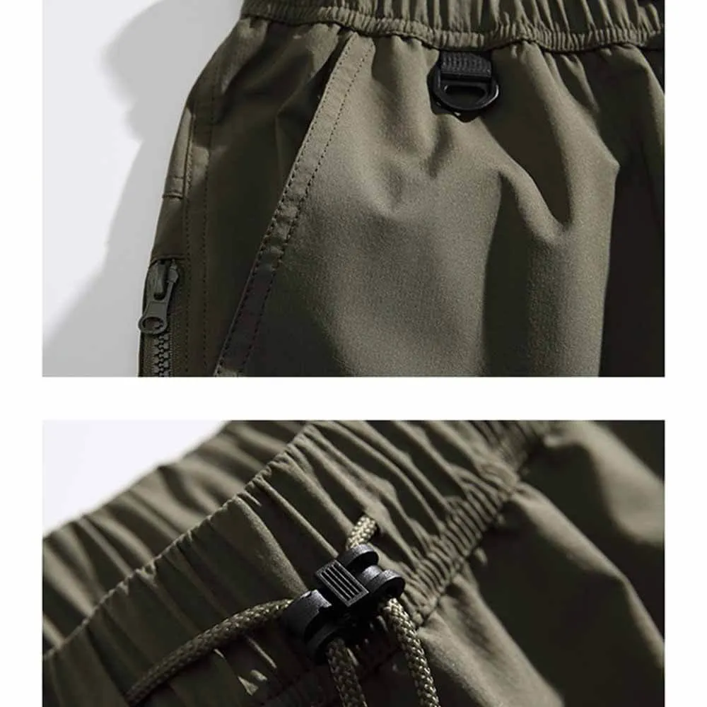 Solid Color Drawstring Cargo Pants