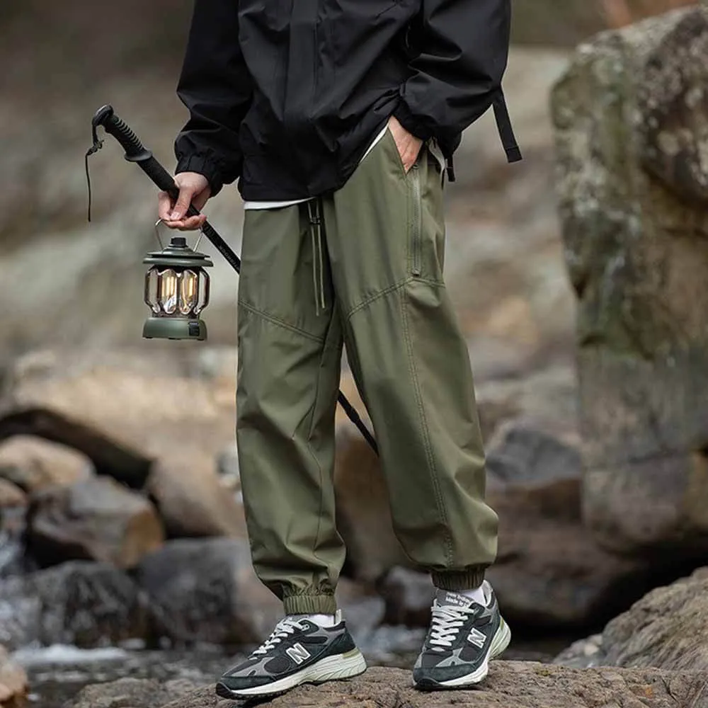 Solid Color Drawstring Cargo Pants