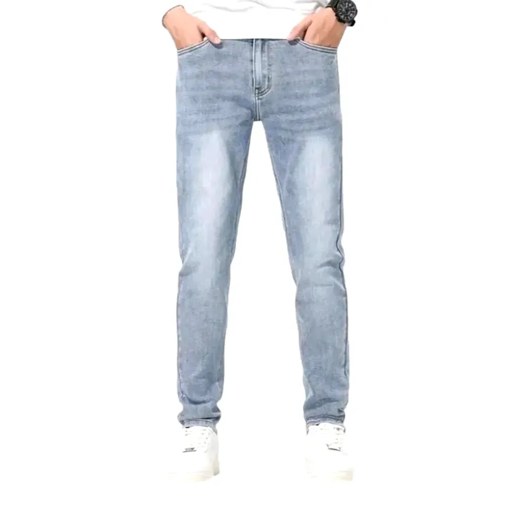 Stretchable mid-waist men's jeans