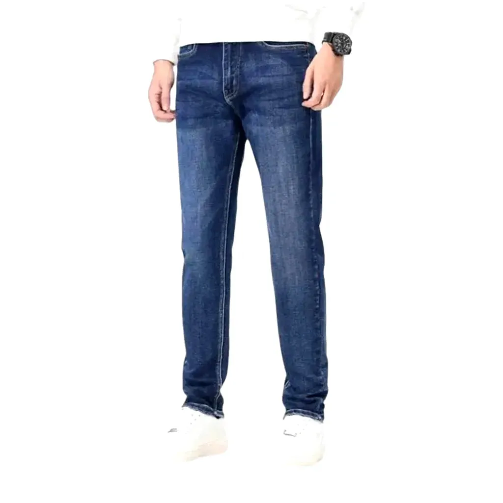 Stretchable mid-waist men's jeans