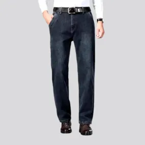 Stretchable straight fit sanded men's jeans