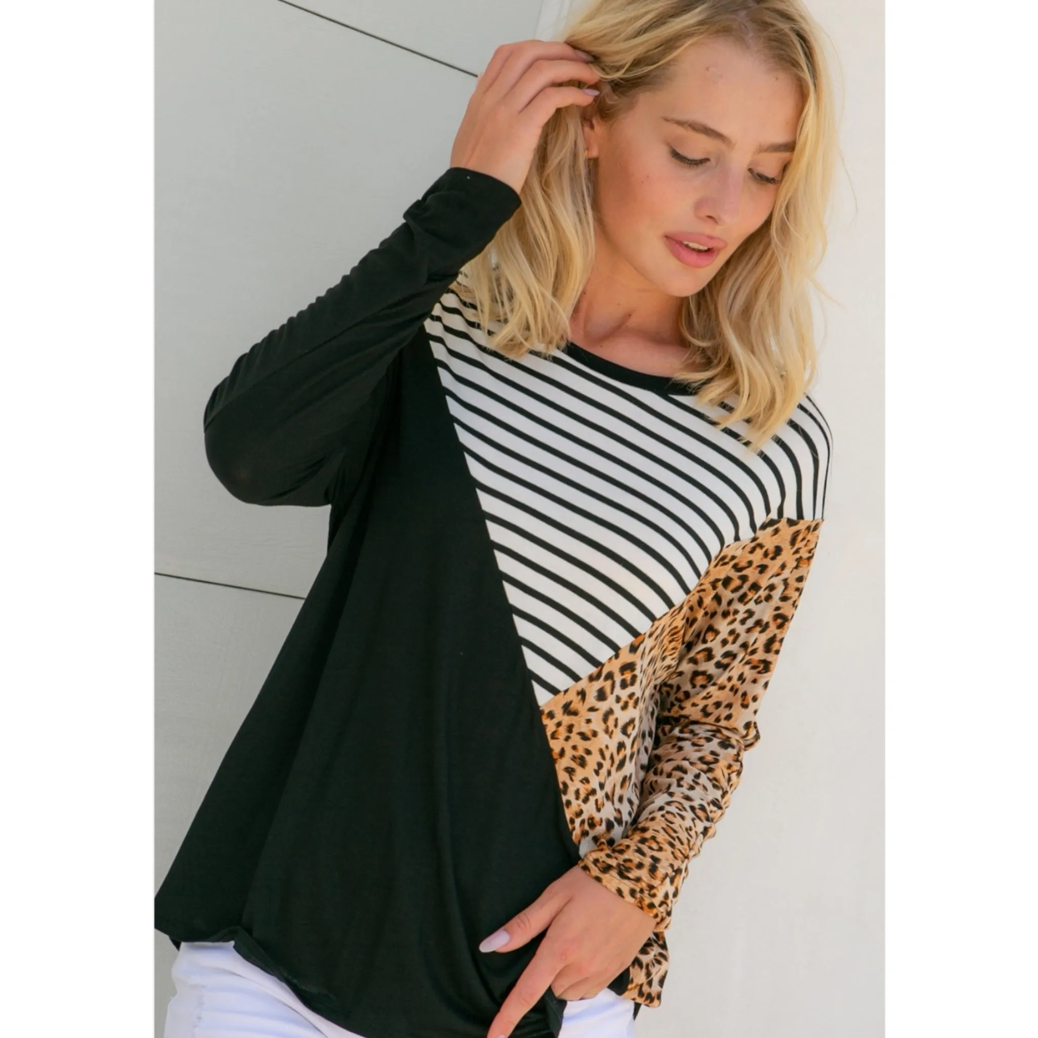 Striped Leopard Combo Tshirt