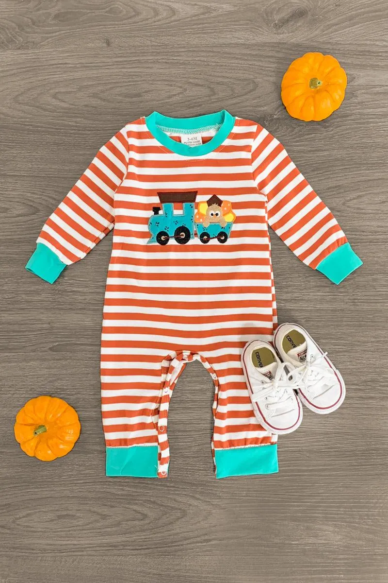 Striped Turkey Train Romper