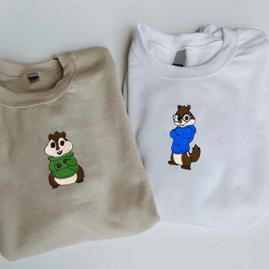 Theodore and Simon Matching Couple Sweatshirts - Personalized Embroidered Sweatshirts For Couples