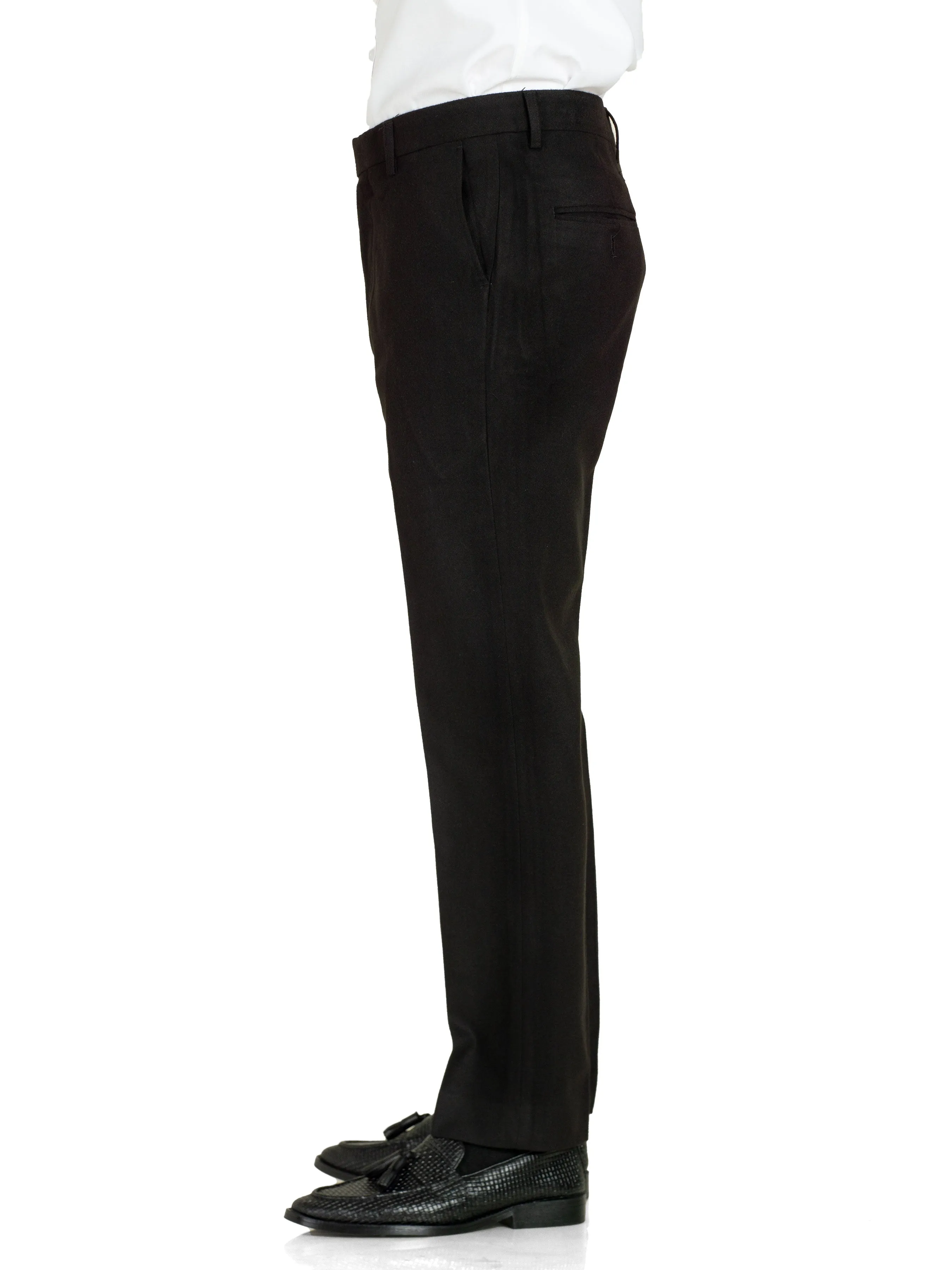 Trousers With Belt Loop -  Black Herringbone (Stretchable)