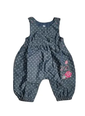 Tu Blue Floral Design Polka Dot Jumpsuit