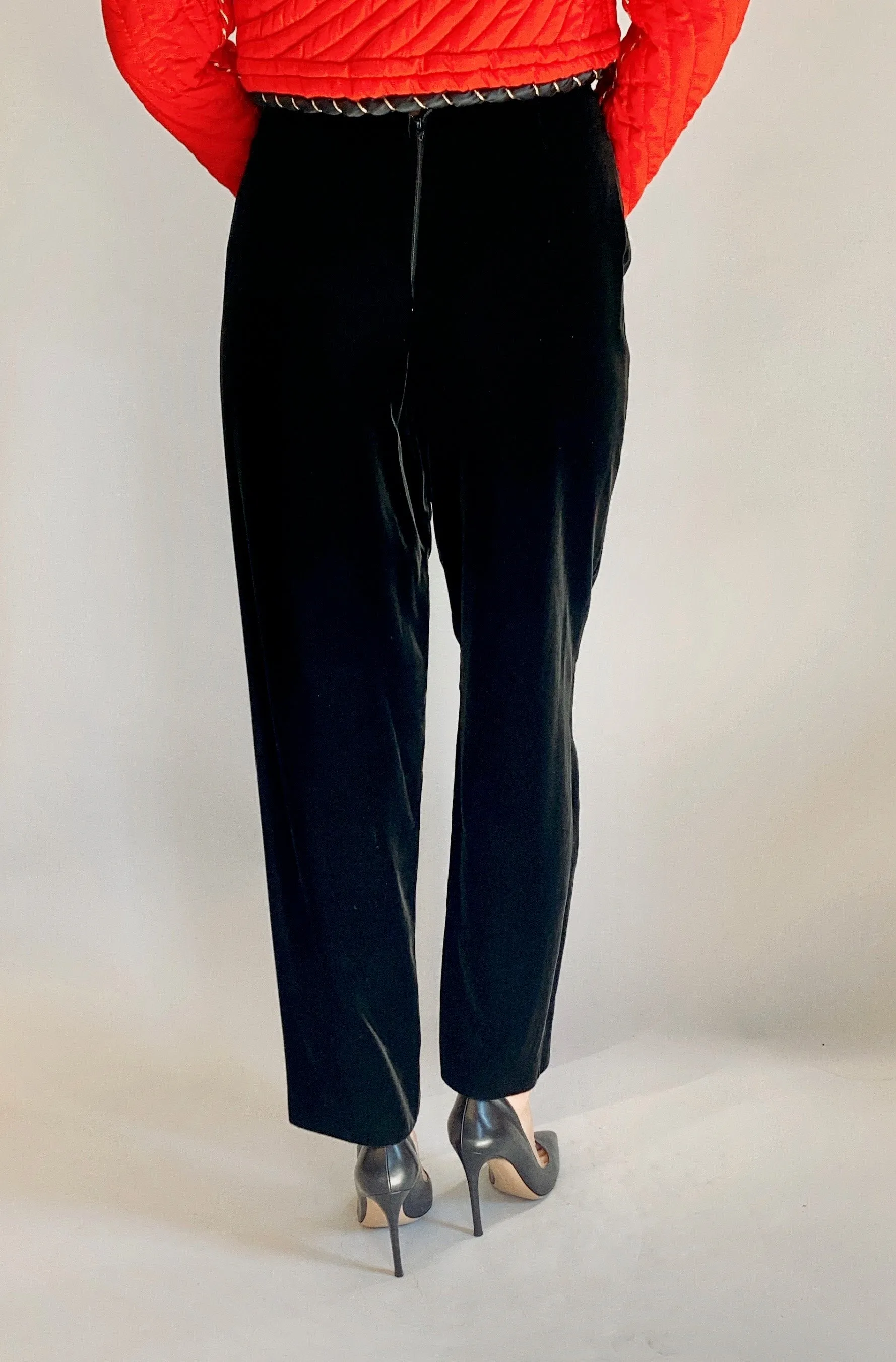 Vintage High Waisted Velvet Cigarette Pants