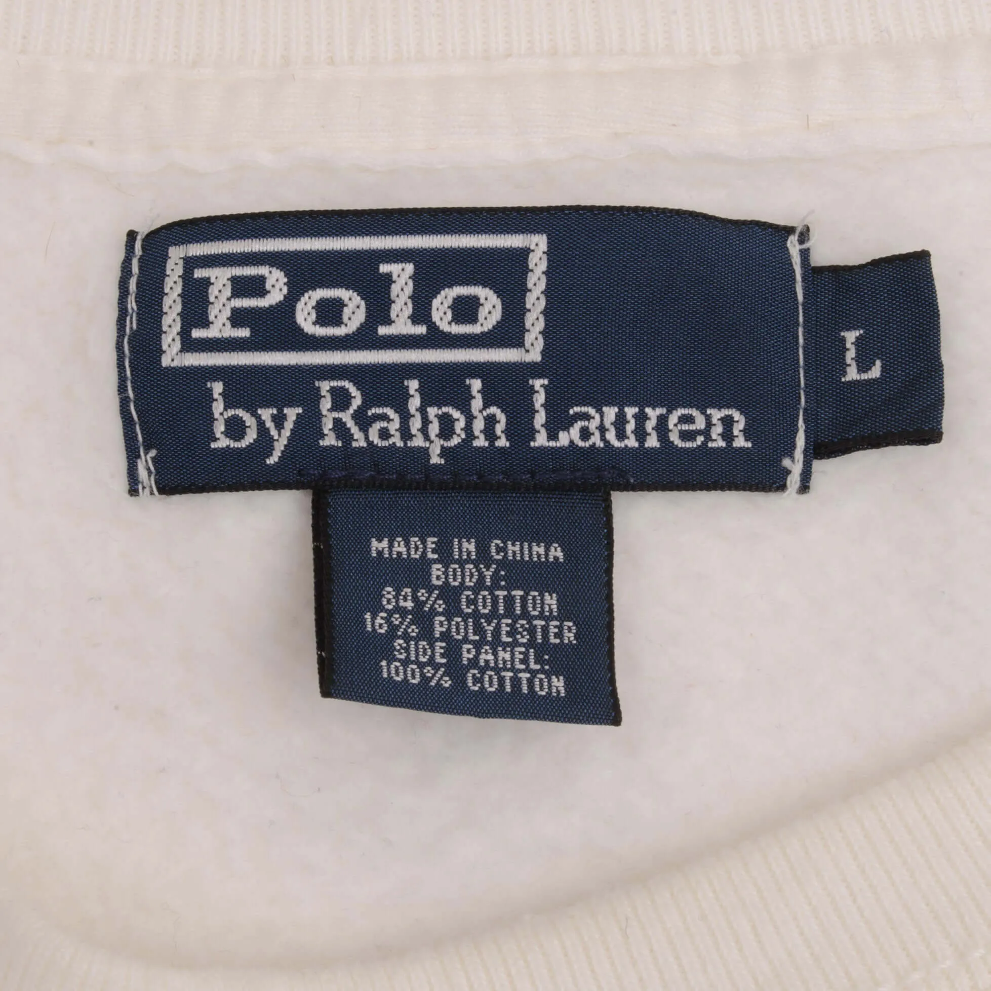 VINTAGE RALPH LAUREN WHITE CLASSIC CREWNECK HEAVYWEIGHT SWEATSHIRT LARGE 1990S