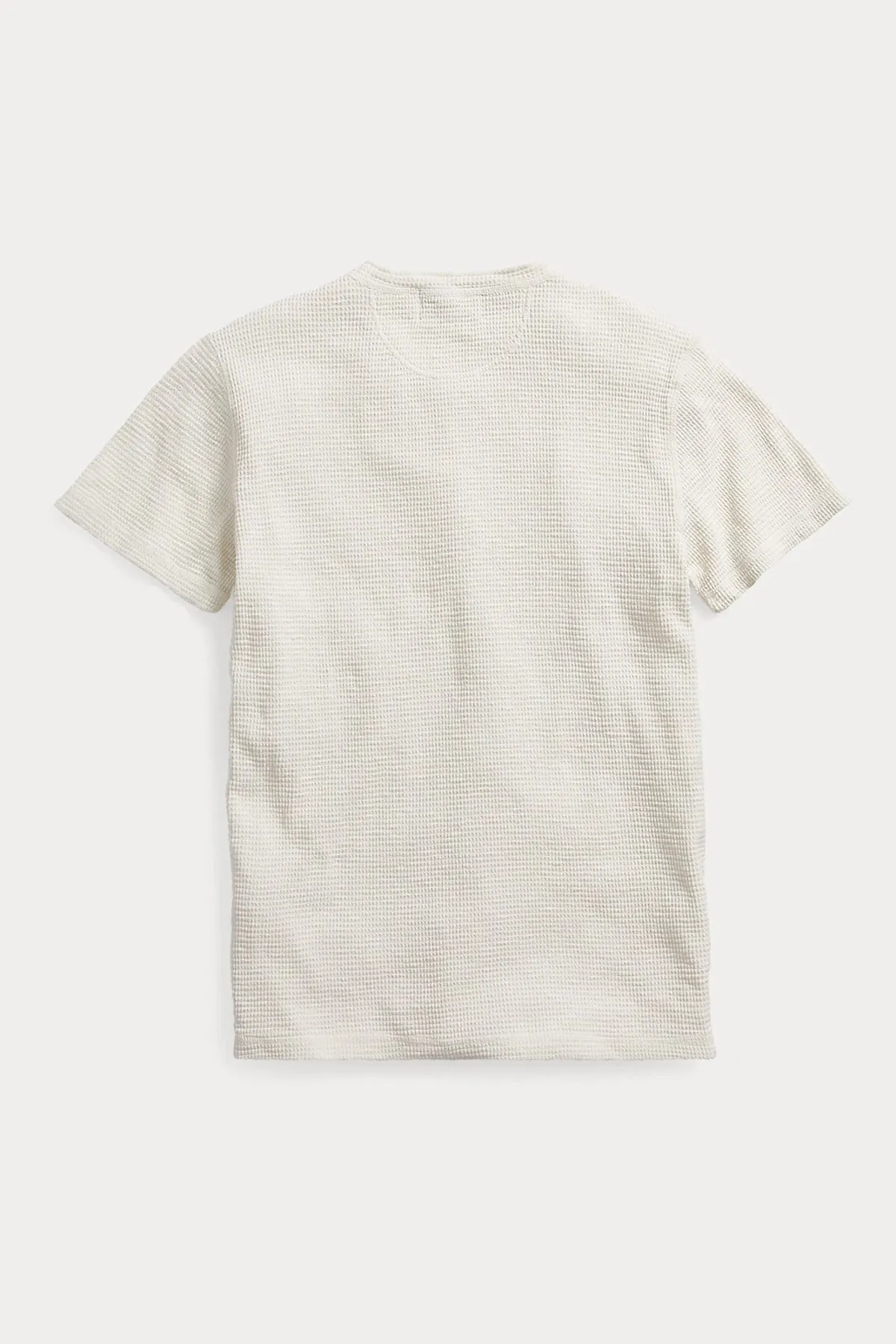 Waffle Knit Shortsleeve Henley Shirt - Paper White