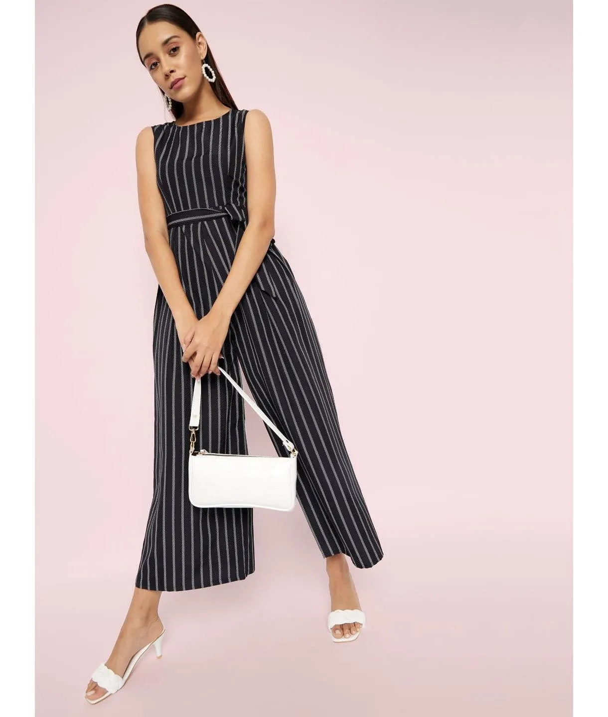 Waist-Tie Full Length Palazzo Jumpsuit