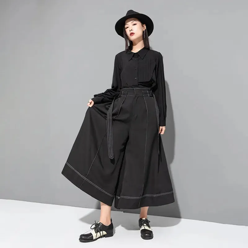 Wide Leg Black Pants for Women - Versatile Harajuku Y2K Streetwear