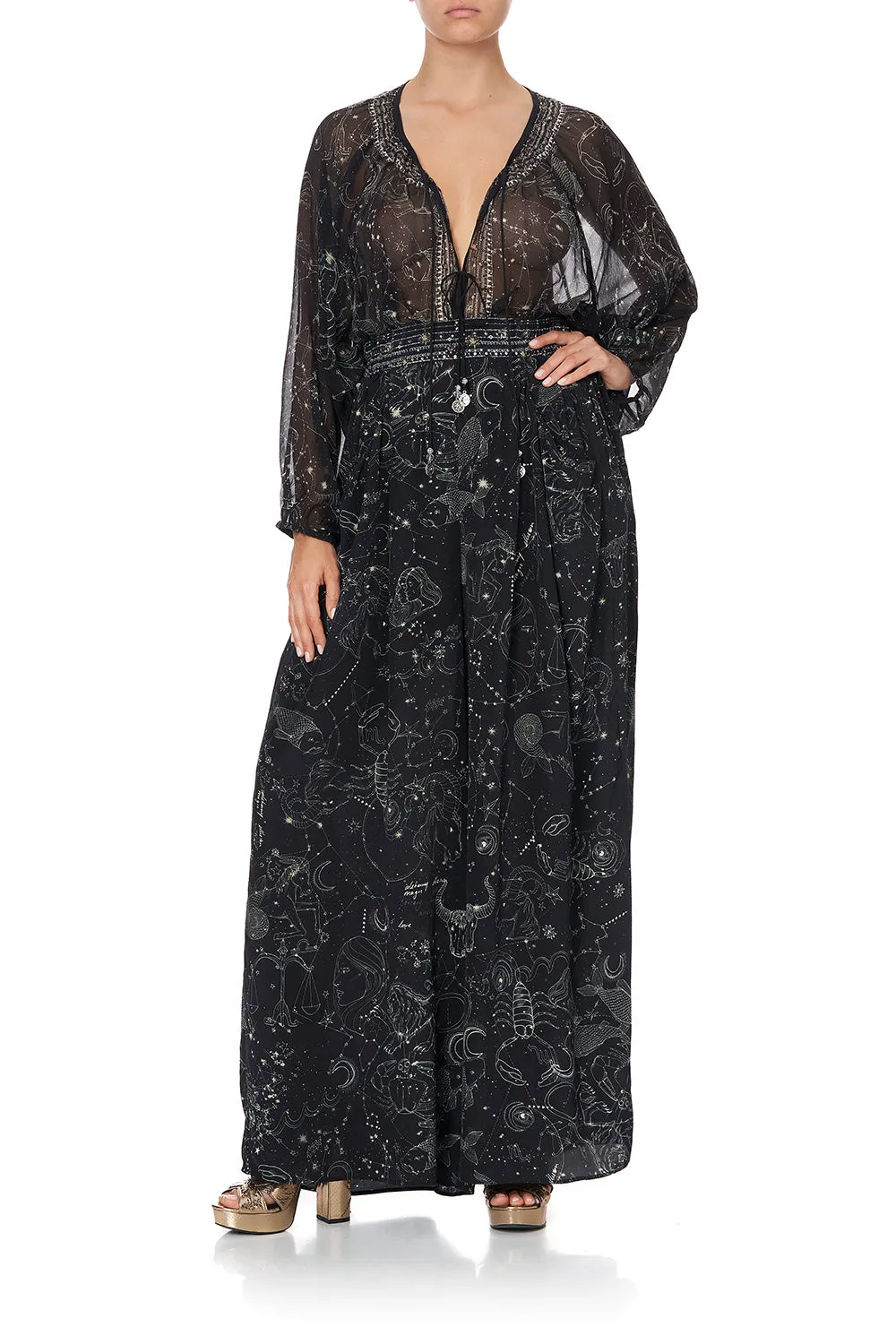 WIDE LEG PANT WITH GATHERED POCKETS MOON SET