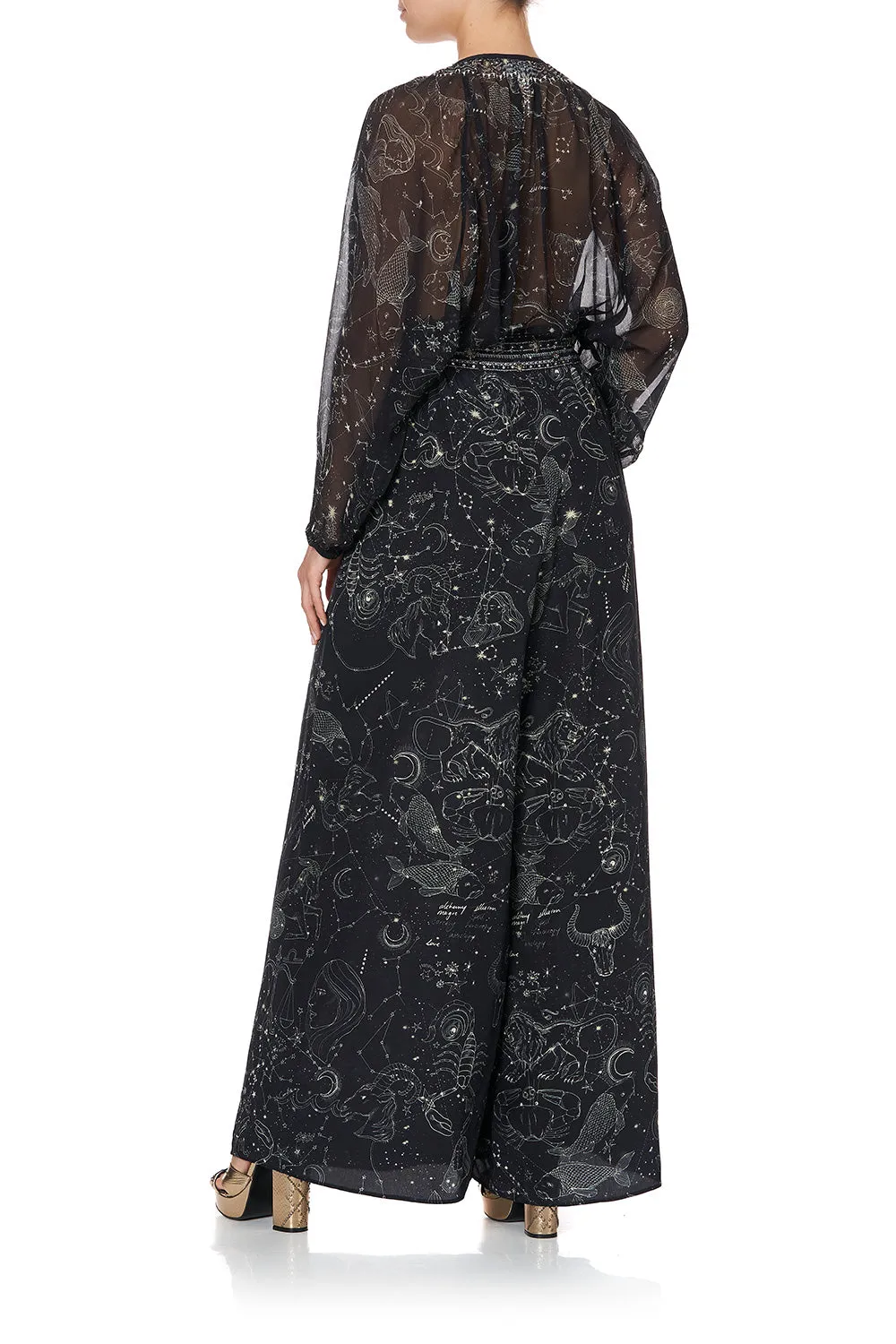 WIDE LEG PANT WITH GATHERED POCKETS MOON SET