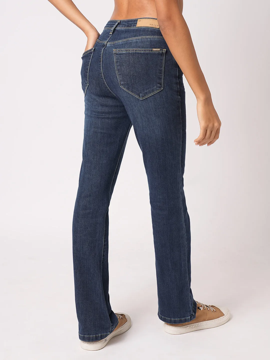 Women Blue High-Rise Mini Flare Jeans